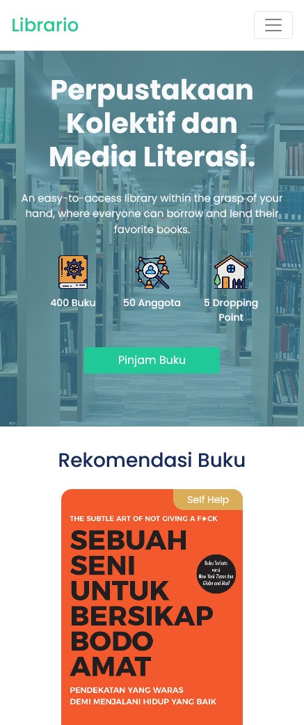 librario homepage responsive